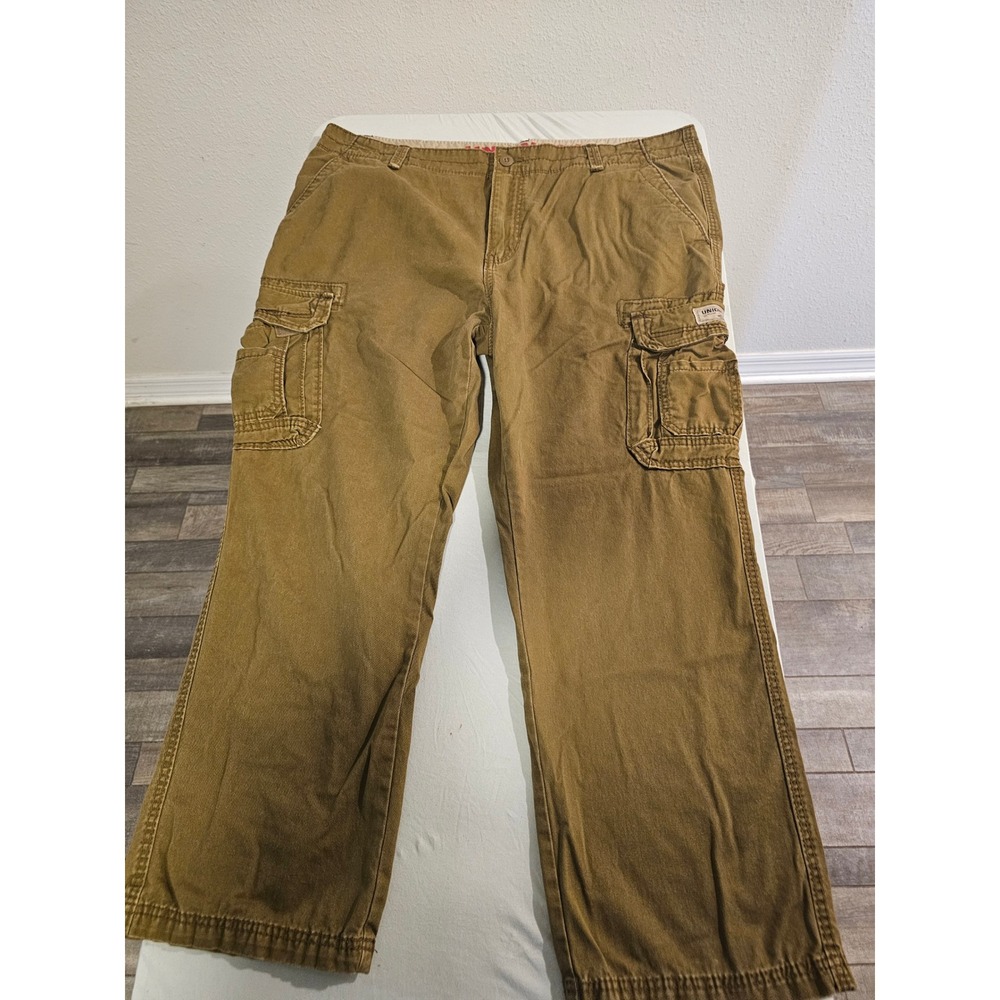Unionbay 44x30 Brown Cotton Cargo Pants Multi Pocket Regular Fit